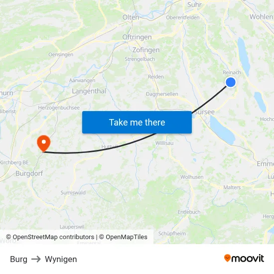 Burg to Wynigen map