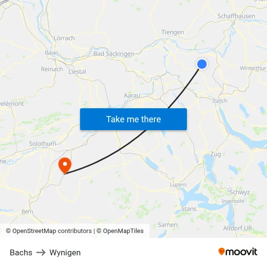 Bachs to Wynigen map