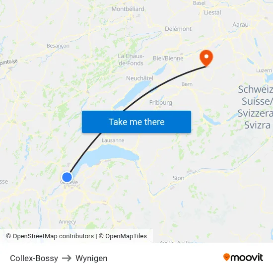 Collex-Bossy to Wynigen map