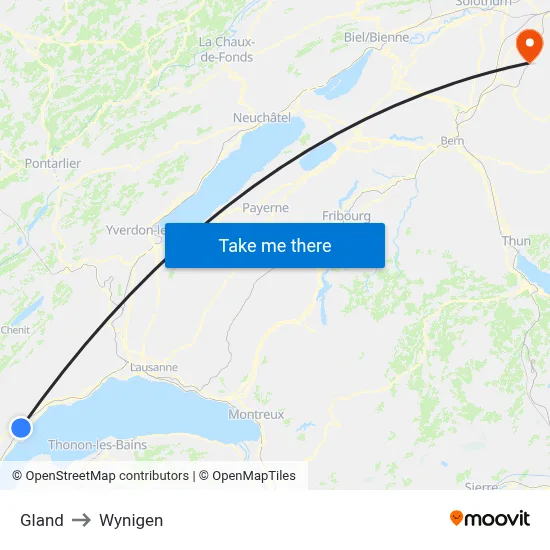 Gland to Wynigen map