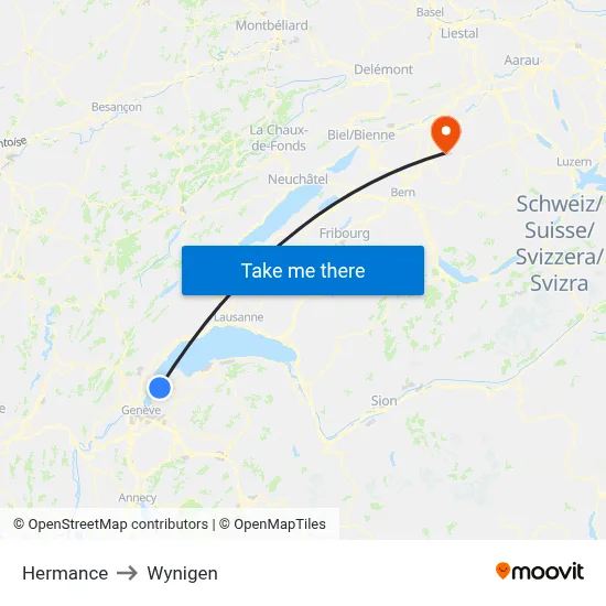 Hermance to Wynigen map