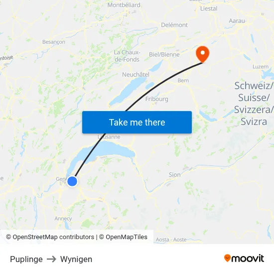 Puplinge to Wynigen map