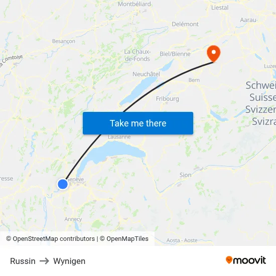 Russin to Wynigen map