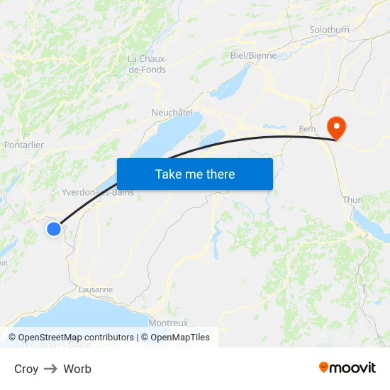 Croy to Worb map