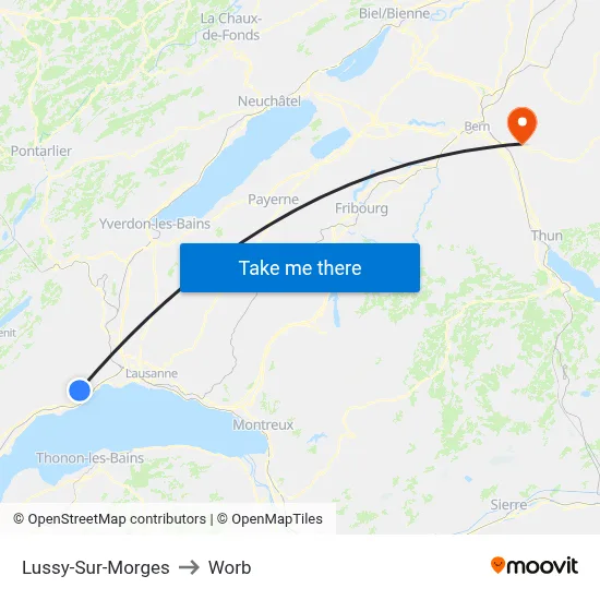 Lussy-Sur-Morges to Worb map