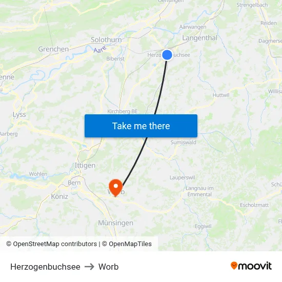 Herzogenbuchsee to Worb map