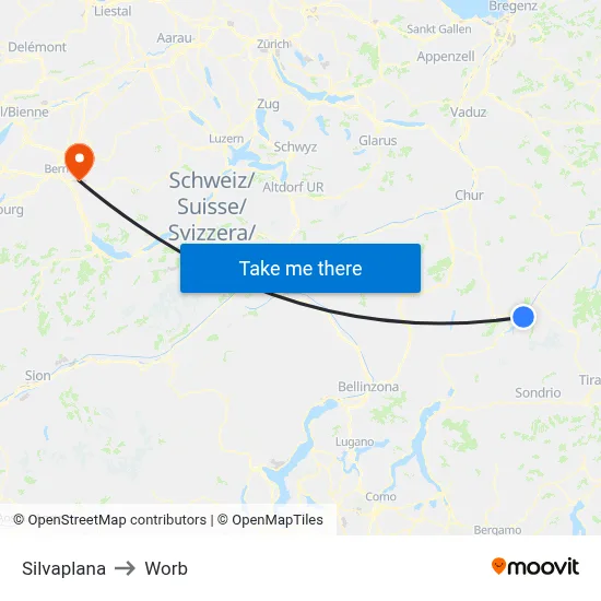 Silvaplana to Worb map