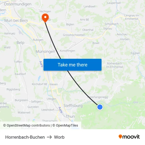 Horrenbach-Buchen to Worb map