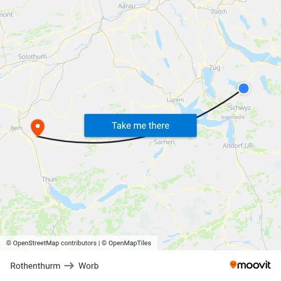 Rothenthurm to Worb map