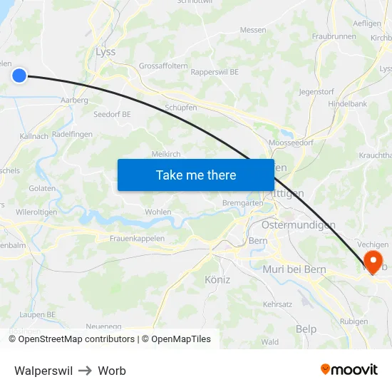 Walperswil to Worb map