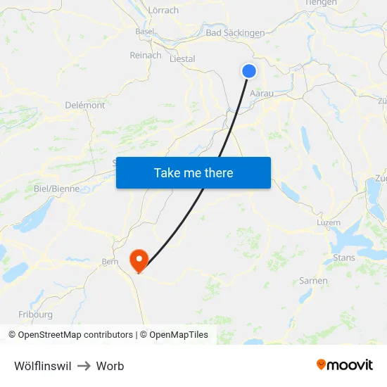 Wölflinswil to Worb map