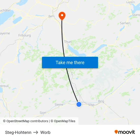 Steg-Hohtenn to Worb map