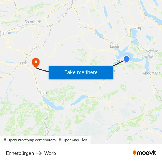 Ennetbürgen to Worb map