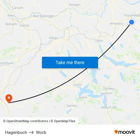 Hagenbuch to Worb map