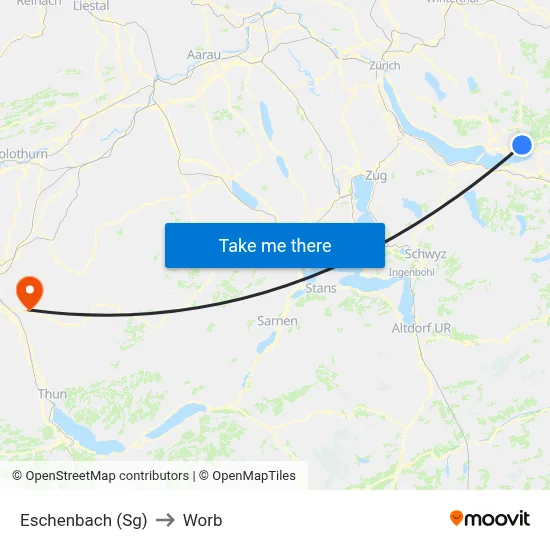 Eschenbach (Sg) to Worb map