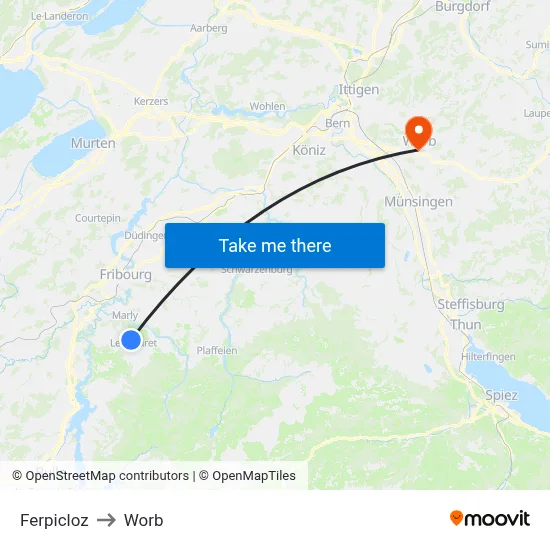 Ferpicloz to Worb map