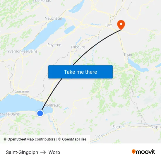 Saint-Gingolph to Worb map