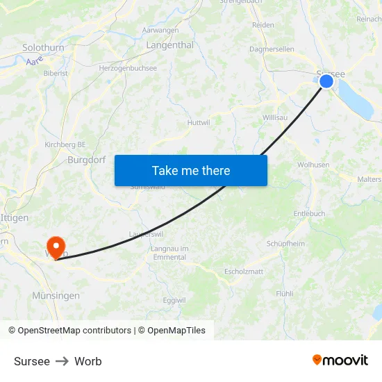 Sursee to Worb map