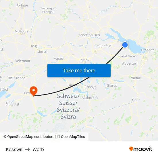 Kesswil to Worb map