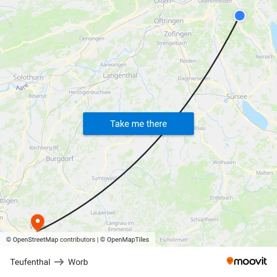 Teufenthal to Worb map