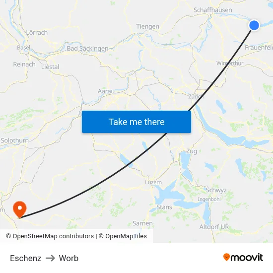Eschenz to Worb map