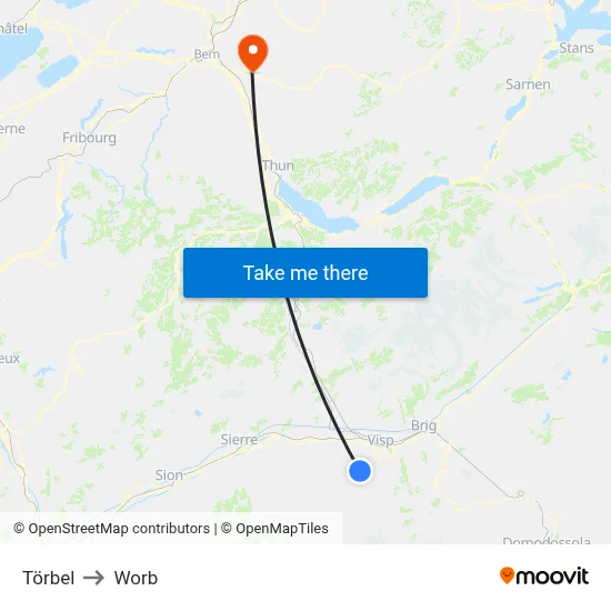 Törbel to Worb map