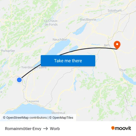 Romainmôtier-Envy to Worb map