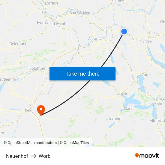 Neuenhof to Worb map