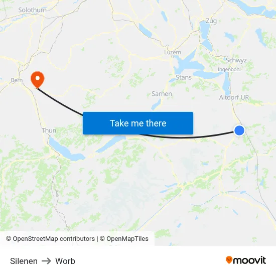Silenen to Worb map