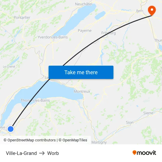 Ville-La-Grand to Worb map
