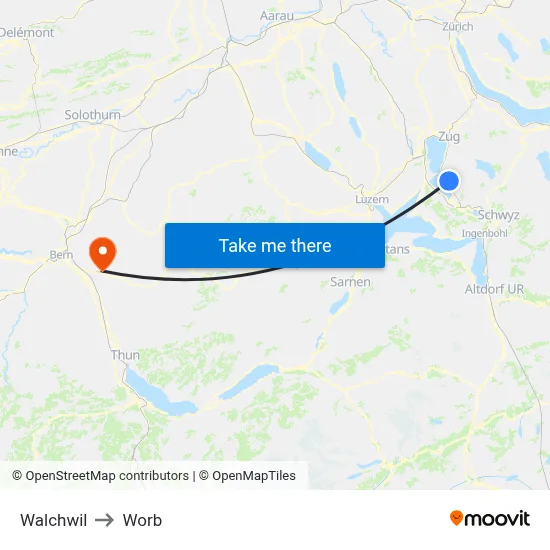 Walchwil to Worb map