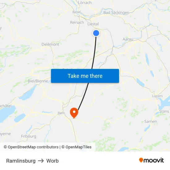Ramlinsburg to Worb map