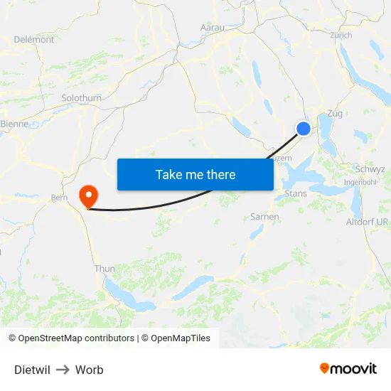 Dietwil to Worb map