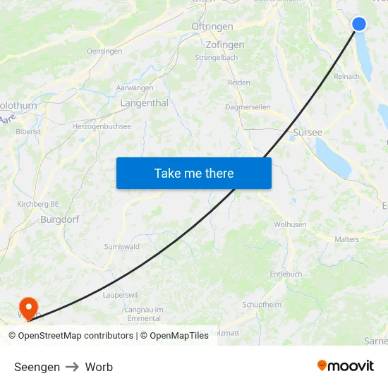 Seengen to Worb map