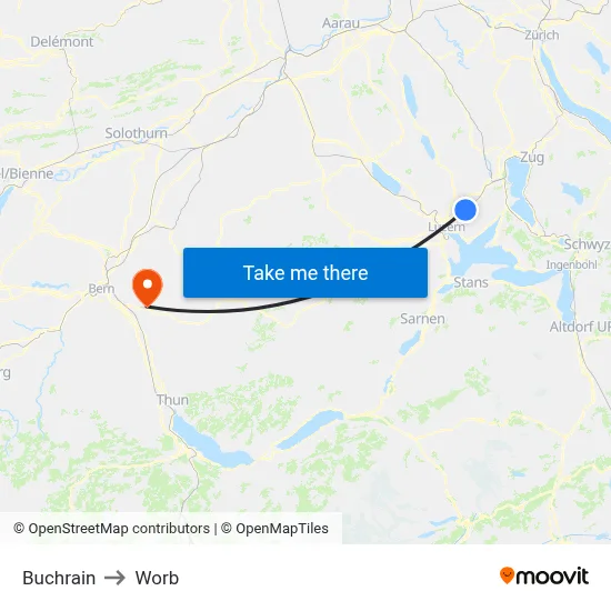 Buchrain to Worb map