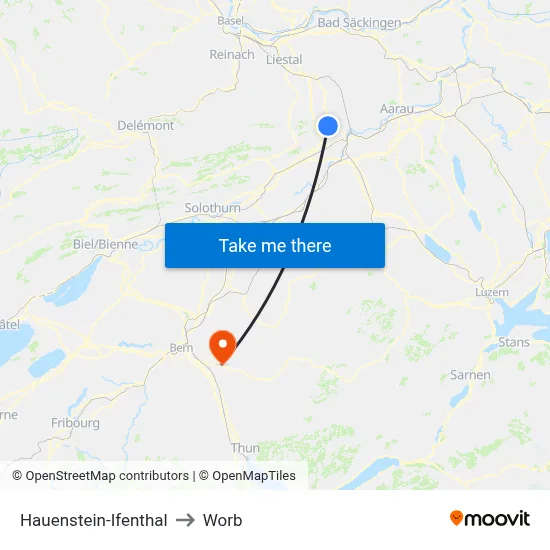 Hauenstein-Ifenthal to Worb map