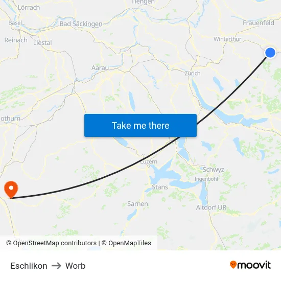 Eschlikon to Worb map