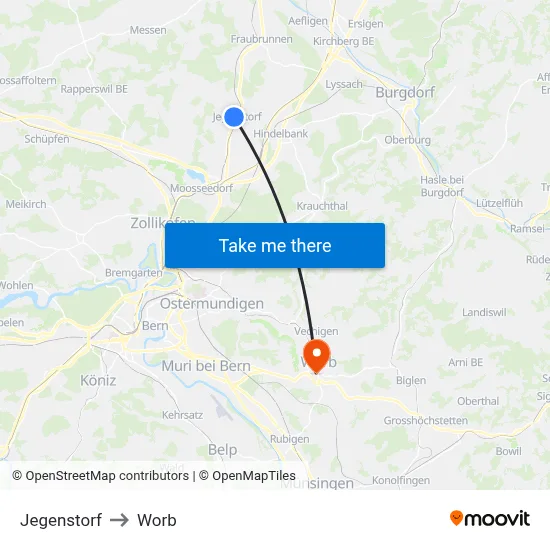 Jegenstorf to Worb map