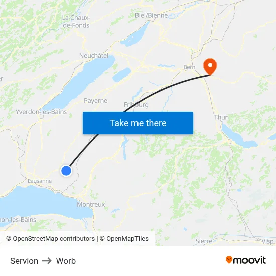Servion to Worb map