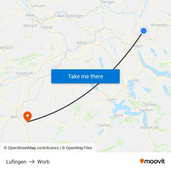 Lufingen to Worb map