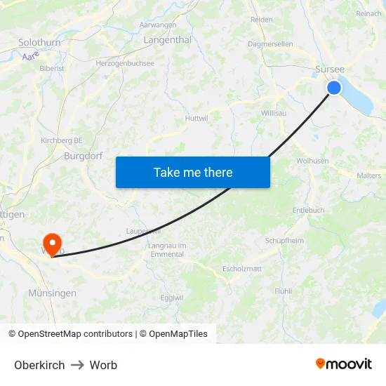 Oberkirch to Worb map