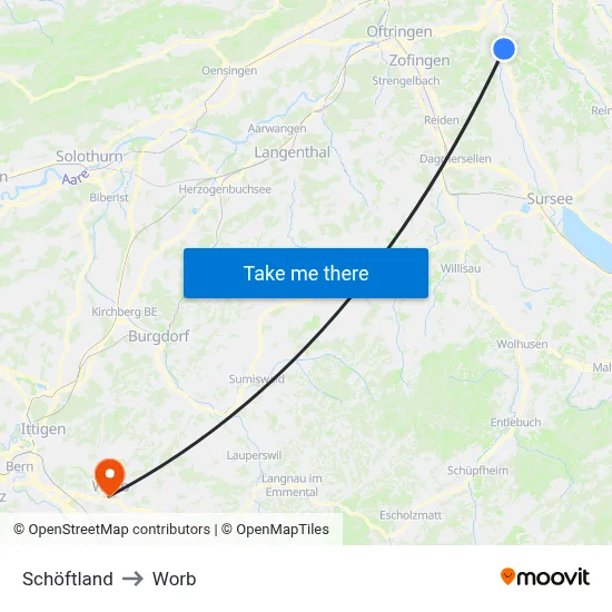 Schöftland to Worb map