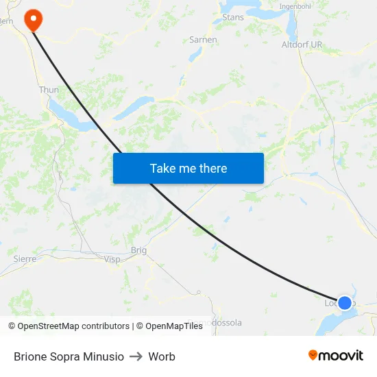 Brione Sopra Minusio to Worb map