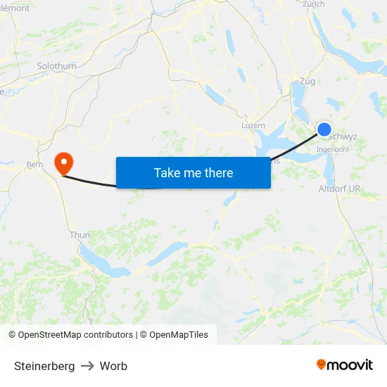 Steinerberg to Worb map