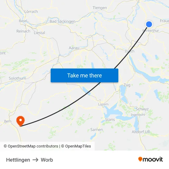 Hettlingen to Worb map