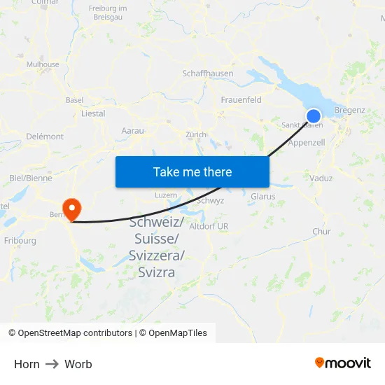 Horn to Worb map