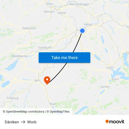 Däniken to Worb map