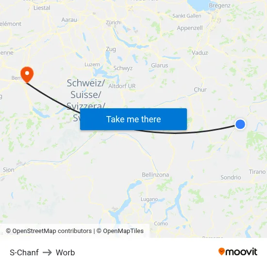 S-Chanf to Worb map