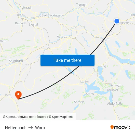 Neftenbach to Worb map