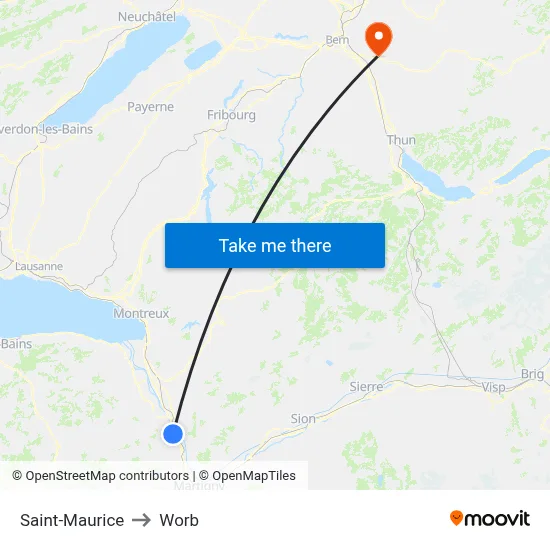 Saint-Maurice to Worb map